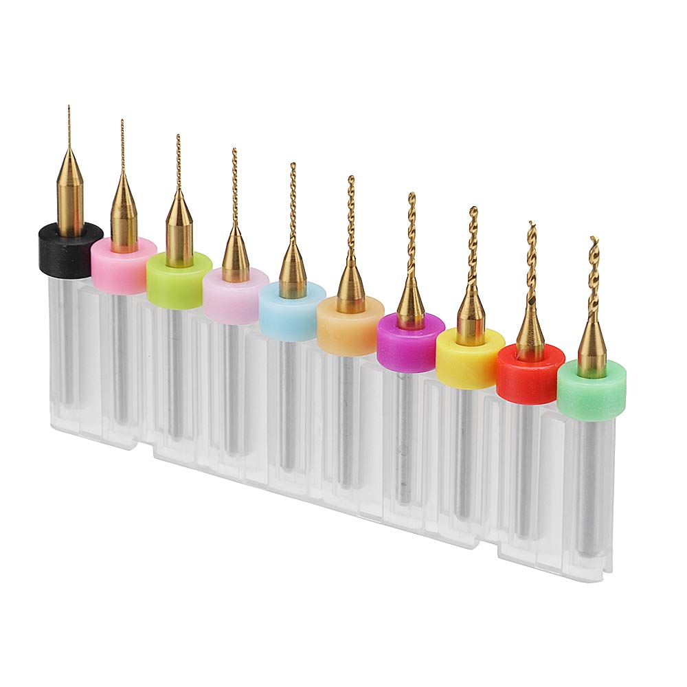 Drillpro 10pcs 0.31.2mm Micro Drills Bits Set Titanium Coated PCB