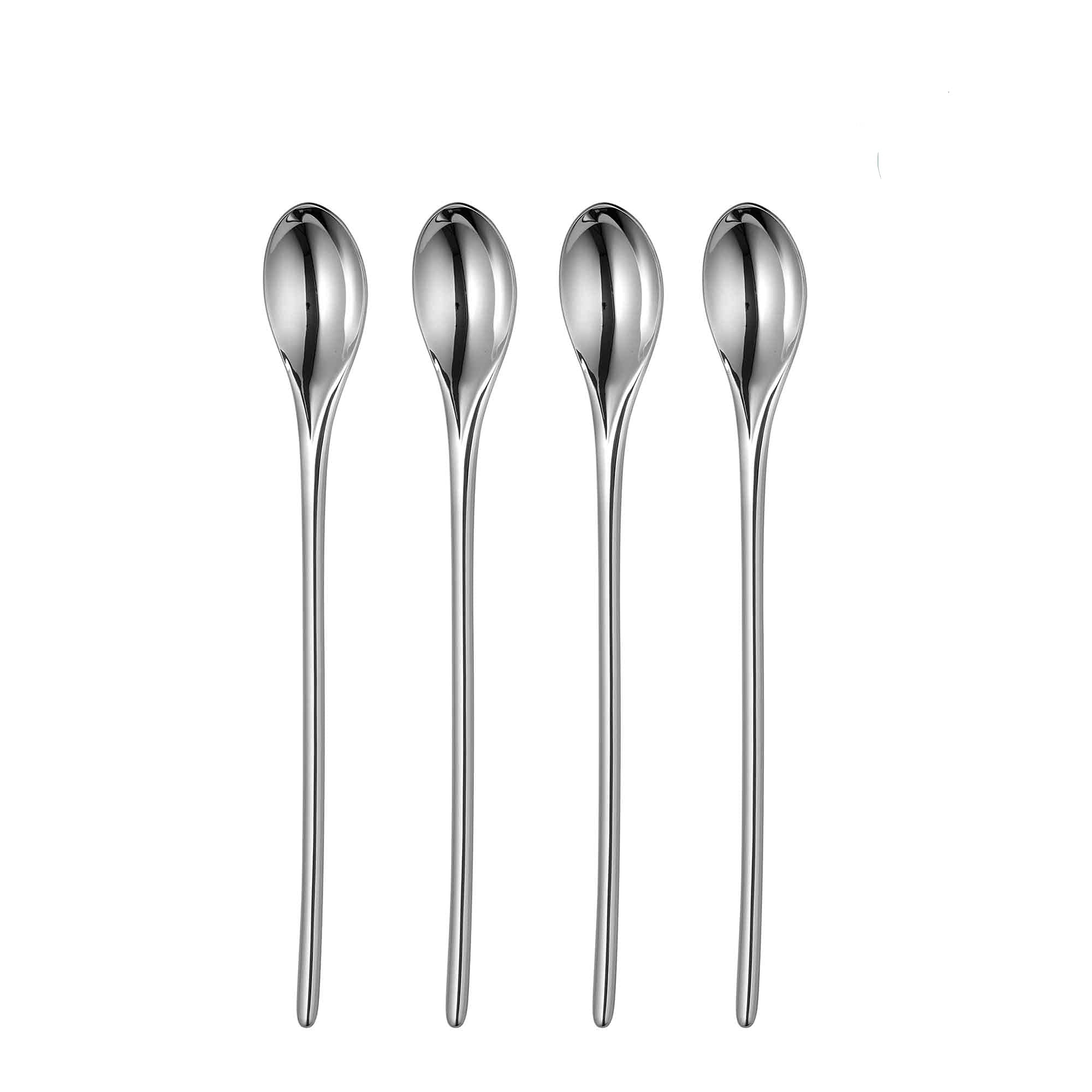 Robert Welch Bud Bright Long Handled Latte Spoon, Set of 4. Made from Stainless Steel. Dishwasher Safe.