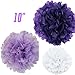 WOM-HOPE® 15 Pack - 10 Inches Tissue Paper Pom Pom Flower Ball Pom-poms - Wedding Party Supplies Decorations Birthday Parties and Baby Showers Party Decorations Party Tissue Pom Poms (Light Purple)