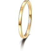 TRUMIUM 2mm 4mm 6mm Tungsten Rings for Women Men's Wedding Bands 24K Gold Plated Beveled Edges Flat High Polished Comfort Fit Size 5-14