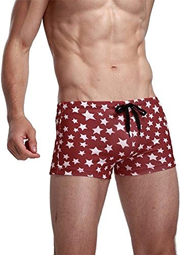Growing Wild Mens Fashion American Flag Stars Red Swim Trunks Shorts Swimwear