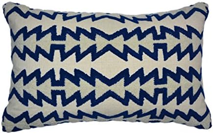 Luxury Designer 100% Cotton Decorative Throw Pillow Cushion Cover,Embroidered with Crewel and Loop Stitch-work,12"x20"