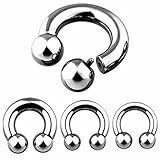 PAIR Internally Threaded Circular Barbells Horseshoes Pierced Body Jewelry 00g,0g,2g,4g,6g,8g,10g