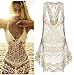 SHFZ Women's Sexy Lace Mesh Patchwork Bikini Bathing Suit Cover Up Mini Dress