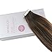 Moresoo 18 Inch Remy Human Hair Extensions Glue on Adhesive Tape In Remy Human Hair Extensions Color Dark Brown #2 Ombre to Brown #6 Highlighted with #2 Tape on Hair 20PCS 50G
