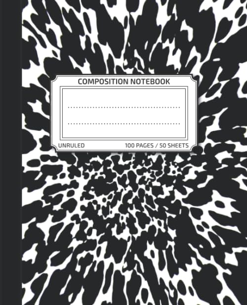 Composition Notebook - Black marble Cover - Perfect Bound Book - Unruled Composition Notebook - Perfect Size: 100 pages 50 sheets - large 7.5 x 9.2 - ... Notebook for students - for School and work