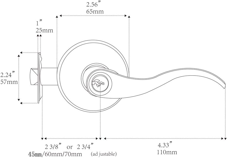 HENYIN Wave Lever Keyed Entry Door Lock/Door Knob Hardware Wave Handle and Closet Lockset(805SN-R), Silver - Image 3