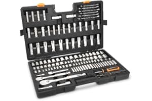 GEARWRENCH 185 Piece Mechanics Hand Tool Set - 1/4", 3/8”, & 1/2" Drive | 90 Tooth | SAE & Metric | GW90MCBMTS