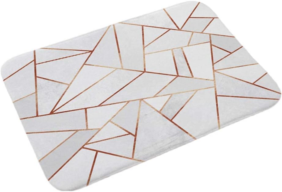 Homieco Elegant Texture Floor Mat Non Slip Safety Outdoor Entrance Doormat 15.7" x 23.6" Bath Rug Machine Washable Mats, Gold Rose Gray Marble Texture