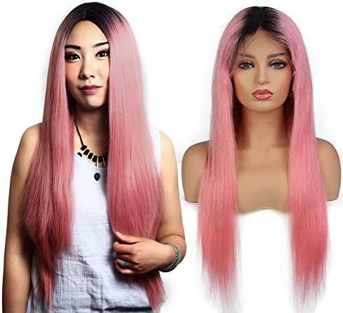 Klemmer Lover Ombre Pink Color Synthetic Lace Front Wigs with Baby Hair Natural Hairline Lace Wigs for Women