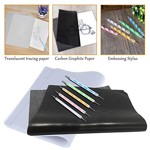100 Sheets Tracing Paper,Carbon Graphite Transfer Paper with 5 Pieces