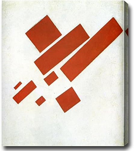 Kazimir Malevich 'Eight Red Rectangles on White Canvas' Abstract Oil Canvas Art 30" x 24" x 1.5"