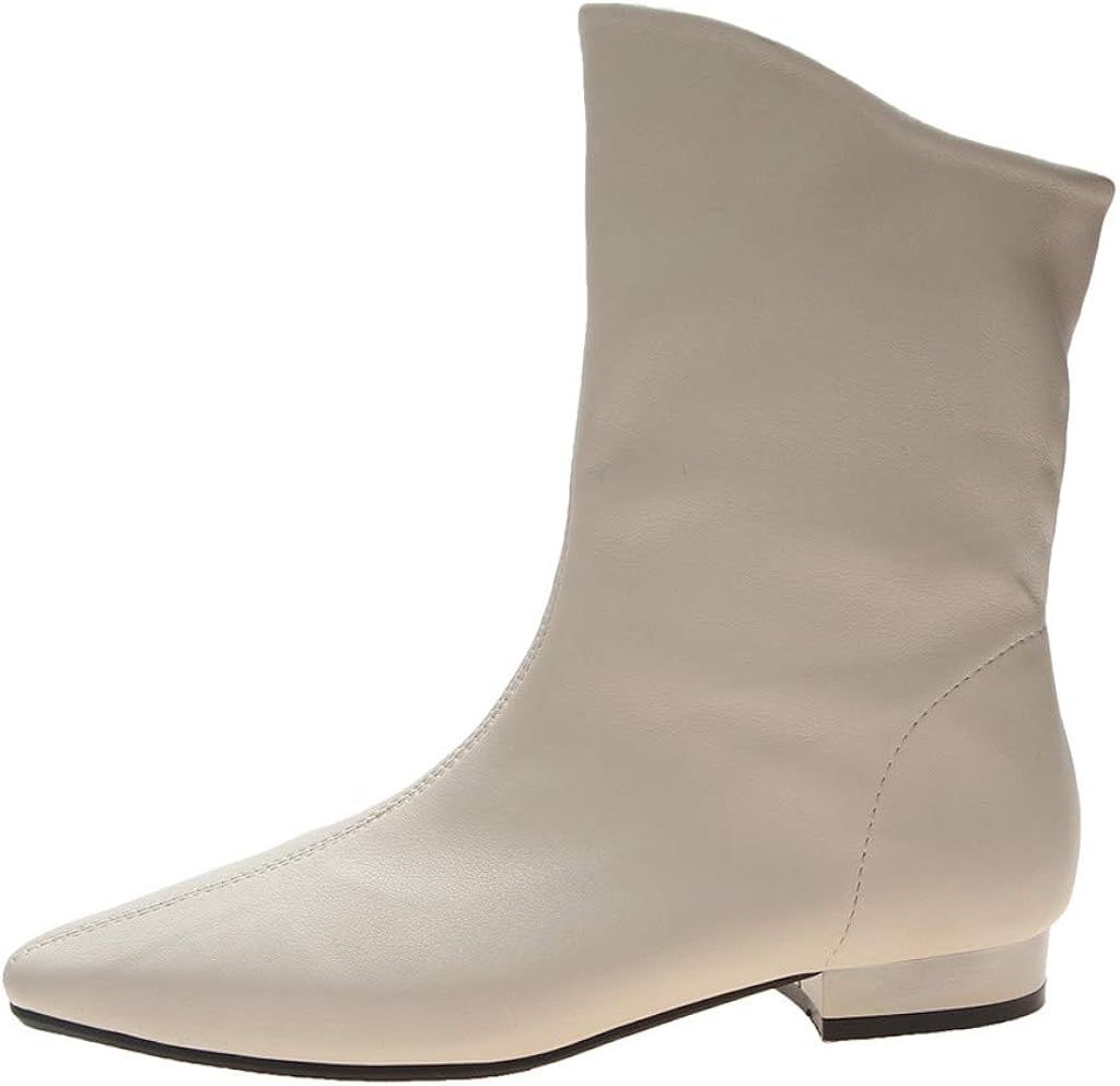 Womens Ladies Pointed Toe Ankle Chelsea Boots Low Heel Soft Leather