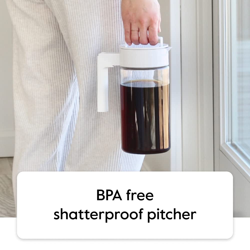 Takeya Patented Deluxe Cold Brew Iced Coffee Maker with White Lid