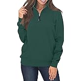 Samefar Womens Warm Cozy High Neck Long Sleeve Solid 1/4 Zip Pullover Sweatshirts with Pockets