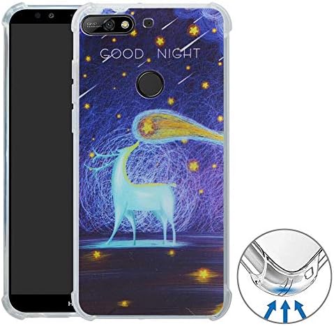 YuChen Huawei Y7 / Honor 7C / Enjoy 8 Case, Pattern Design Painting Ultra Lightweight Flexible TPU Corners Bumper Cover For Huawei Y7 2018 / Honor 7C / Enjoy 8 (Not fit other model), Deer & Starry