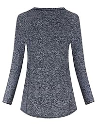 ZKHOECR Manga larga para mujer Cuello redondo Suelto Ajuste Cruzado Volver Casual Yoga Tank Top