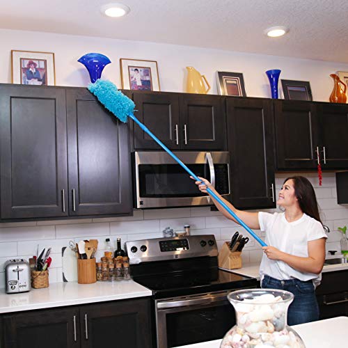 Hank HouseHold TriboDuster with Bonus Blinds Cleaner – Microfiber Duster for Cleaning with Extendable Telescoping Pole Up to 5ft6”! Ceiling Fan Dusters, Cobweb/Spider Web Brush and Blind Duster