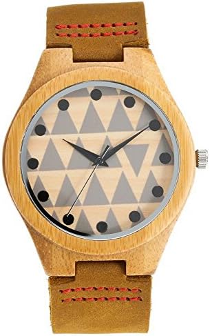 iPerry Womens Bamboo Wooden Watches Japan Quartz Movement Wood Wrist Watches Leather Strap Casual Watch