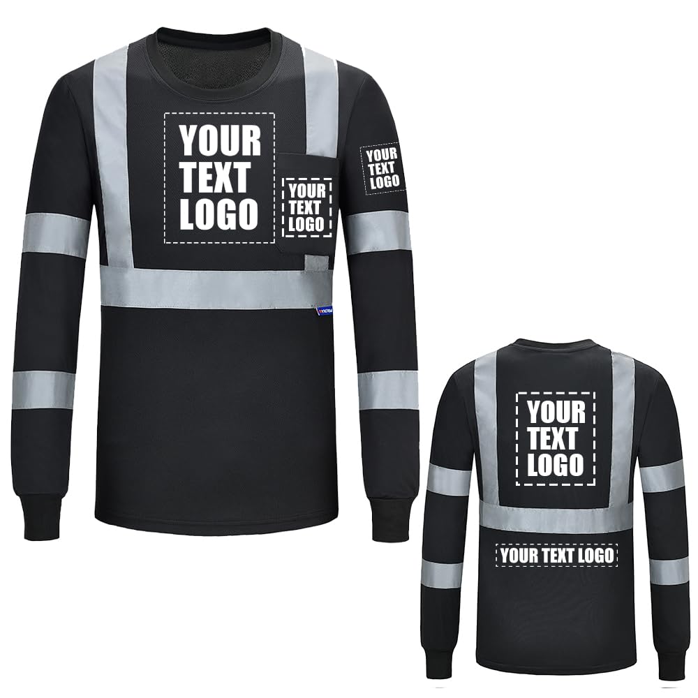 A-SAFETY Custom Black Reflective Shirt Image