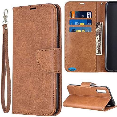 Compatible with Samsung A50 Case,Galaxy A50 Case,JanCalm [Card Holder/Cash Slots][Wrist Strap][Stand Feature] PU Leather Wallet Magnetic Flip Cases Cover for Samsung Galaxy A50 (Brown)
