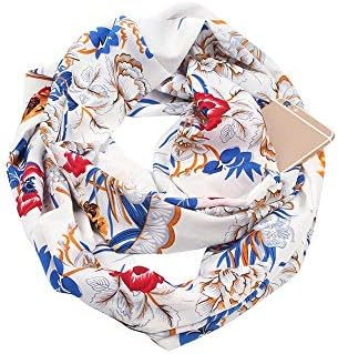 Hot!Fashion Women Scarves,BANAA Flower Pattern Scarf with Zipper Pocket Wrap Neck Scarves Casual Scarf Best Gifts