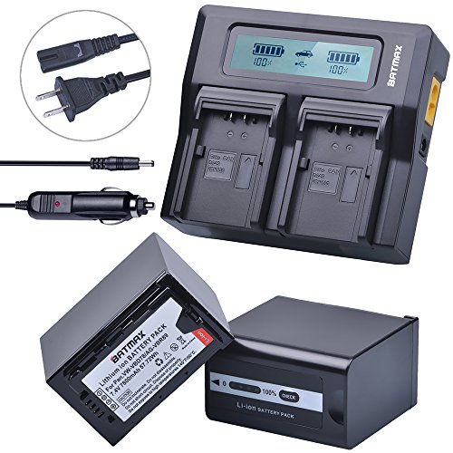 Batmax 2Packs VW-VBD58 VW-VBD78 AG-VBR89 AG-VBR59 Batteries 7800mAh + 3X Faster LCD Display Dual Charger Car Plug for Panasonic VW-VBD58 VW-VBD29 AG-DVX200,AG-AC8,HC-MDH2,HC-X1000 4K,HDC-Z10000