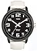 Timex Mens Black Dial INDIGLO Night Glow Big Dial White Leather Watch T2N204