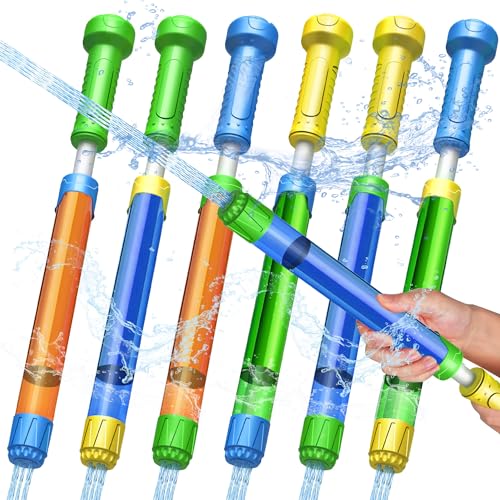 Pack of 6 Children's Water Gun, 32 cm Water Sprayer Water Spray Gun Children with 8-10 m Feet Long Range Spray Gun Water Colourful Set for Boys and Girls Party Beach Pool Toy