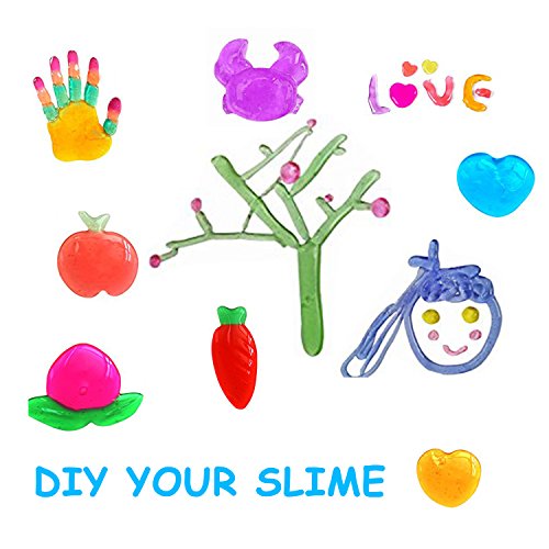 Hometall 12 Pack DIY Crystal Clear Slime Kits Slime Putty Slime Clay Toys Crafts Making Jelly Mud Dough Stress Relief Toy with 5PCS Colorful Straws, 6PCS Modeling Making Tools.(12 Colors)