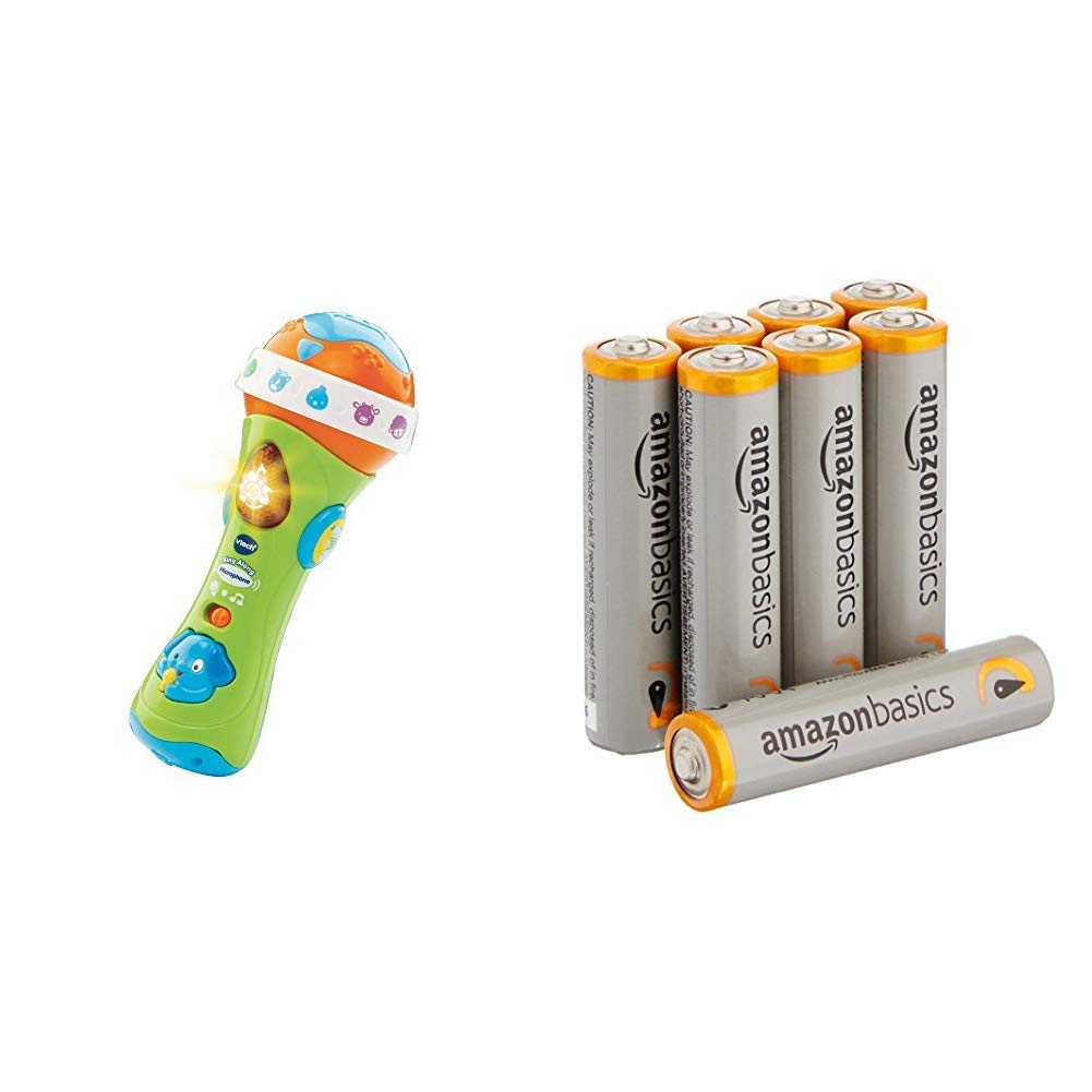 Vtech Baby 78763 Sing Along Refresh Microphone - Multi-Colour & Amazon Basics AAA Performance Alkaline Batteries [Pack of 8] - Packaging May Vary