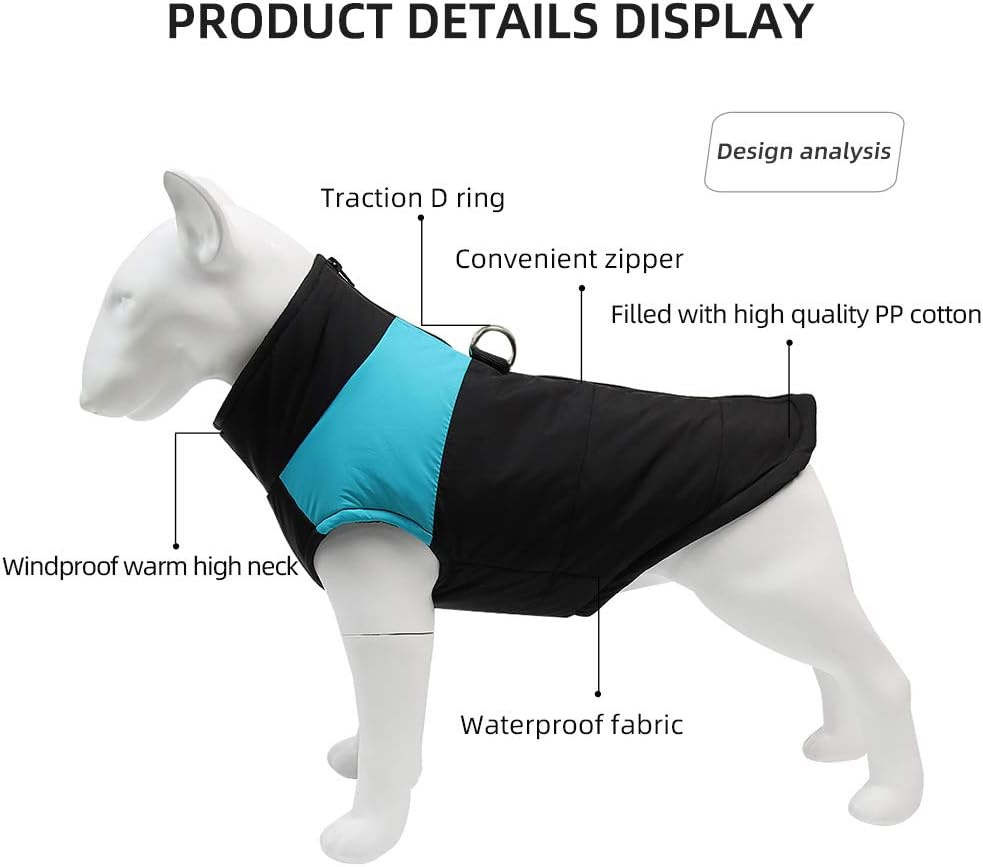 SunteeLong Dog Jackets Dog Clod Weather Coat Waterproof Windproof Warm Dog Vest Cold Weather Pet Apparel for Small Medium Large Dogs Blue M : Kitchen & Dining