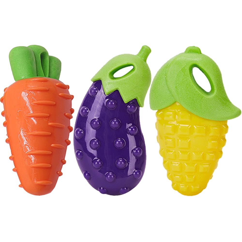 Speedy Panther 3Pcs Indestructible Dog Chew Toys for Puppy, Rubber Dog Teething Toys for Aggressive Chewers, Squeaky Toy for Puppy Small Dogs