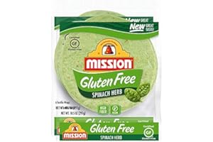 KARLTUFOU Mission Gluten Free Spinach Herb Tortilla Wraps (2 Packs) - Vegan - High Fiber - (12 Tortillas)