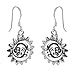 Glinting Celestial Sun And Moon .925 Sterling Silver Dangle Earrings
