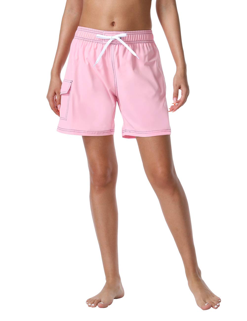 Photo 1 of ***STAIN INSIDE TRUNKS*** Nonwe Women's Trunks Shorts Quick Dry Solid Summer Beach Swimsuit Mesh Lining Pink