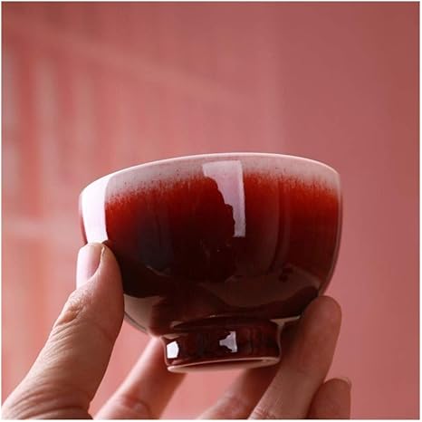 Amazon Co Jp Liwen Zheng 手の色シングルカップティーカップ赤カップラングブティックオーナーカップを釉薬赤色内外 Size 51 100ml ホーム キッチン