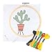 Unime Full Range of Embroidery Starter Kit with Partten, Cross Stitch Kit Including Embroidery Cloth with Color Pattern, Bamboo Embroidery Hoop, Color Threads, and Tools Kit (Dark Cactus)