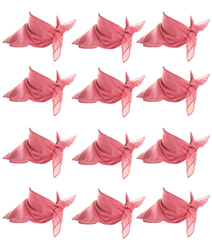 12 Pink Scarves - Sheer Chiffon Square Scarf Dozen Lot - 50s Retro Style