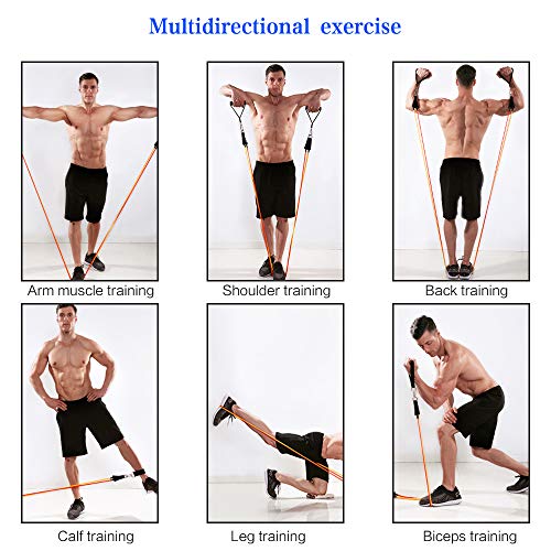 Molbory Bandas de Resistencia 11 Piezas,Juego de Bandas de Resistencia para Fitness,Bandas Ejercicio,Set de Bandas de Resistencia,Bandas Elásticas Fitness para Ejercicios Musculares, Yoga