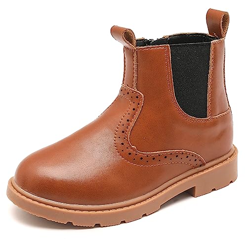 DADAWEN Boys Girls Waterproof Outdoor Side Zipper Comfort Chelsea Ankle Boots Combat Ankle Booties (Toddlers/Little Kids/Big Kids)