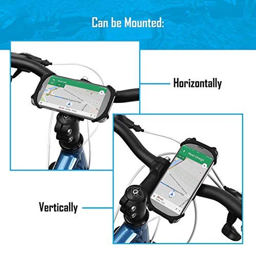 Bike Mount CA Bicycle Phone Holder, Adjustable Silicone Handlebar Rack for iPhone X/8/7/6 Plus fits 4.5\
