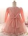 NNJXD Girls' Tulle Flower Princess Wedding Long Sleeve Dress for Toddler and Baby Girl Size 12-18 Months Pure Pink