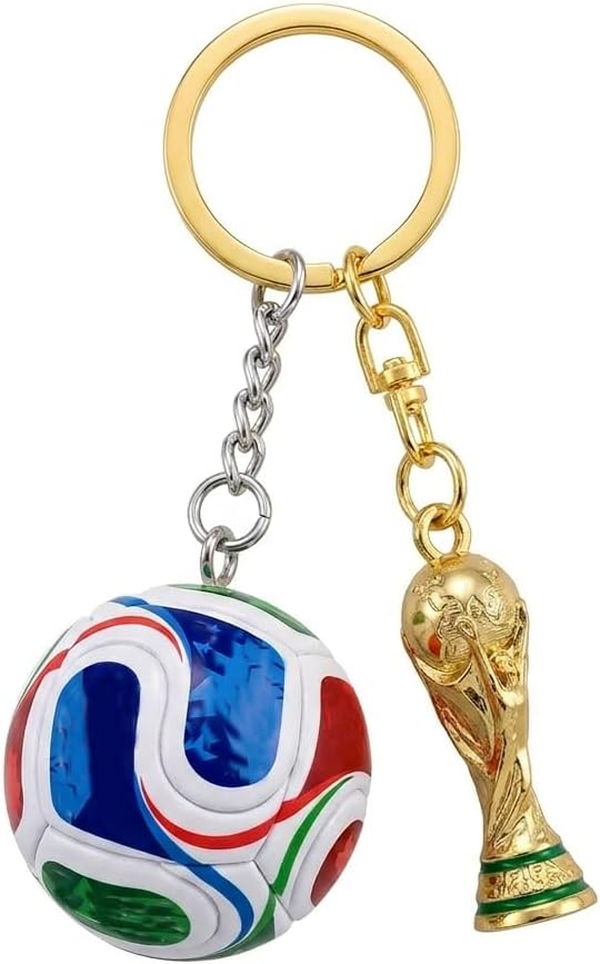 Football Soccer Keychain Set with World Cup Trophy and Ball, Souvenir Keyring, Gift Set of 2 Pieces, Limited Edition 2026 Bag Charms HumbleCharms