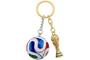 Football Soccer Keychain Set with World Cup Trophy and Ball, Souvenir Keyring, Gift Set of 2 Pieces, Limited Edition 2026 Bag