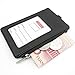PU Leather Badge Wallet: Credential Holder Case with ID Window, 4 Credit Card Slots & Zipper Pocket - Black