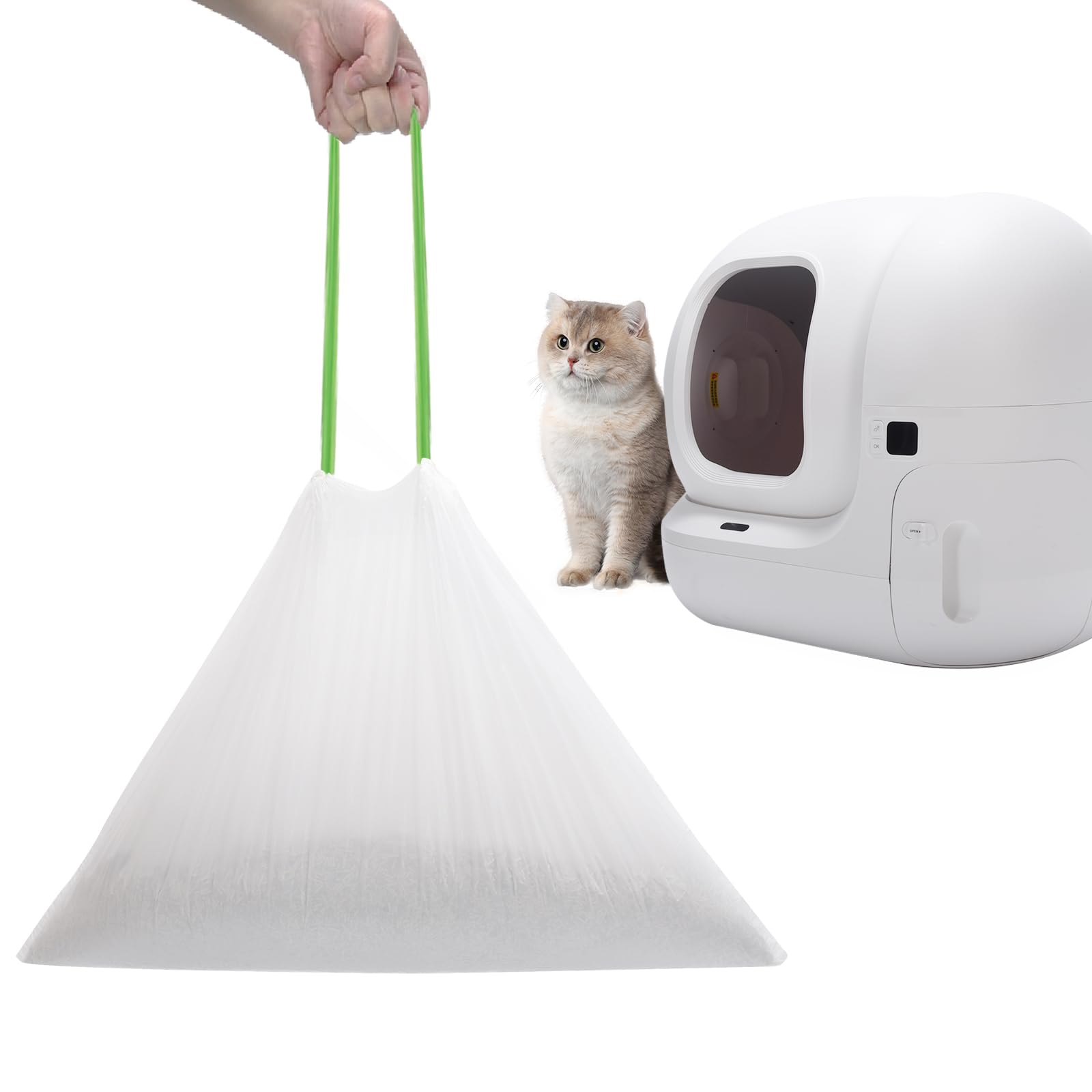 Photo 1 of 67 Count Cat Litter Bags for Pet Pura MAX Self-Cleaning Litter Box, Drawstring Kitty Liners for Automatic Waste Drawer Bin, Disposable Replacement Poop Trash Bag, Durable Leak-proof - 21 * 15.7 "