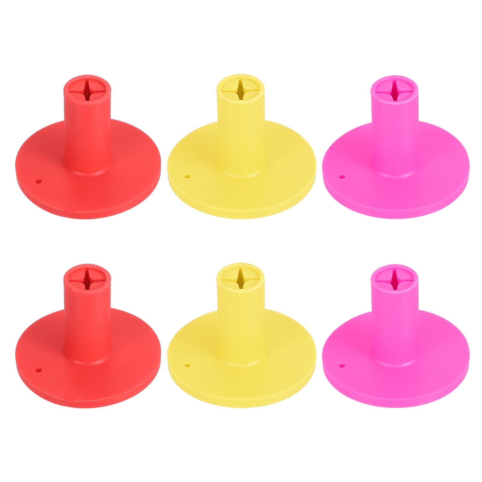 PATIKIL Rubber Golf Tee, 6 Pack 1.4 Inch Golf Practice Tees Training Driving Range Tee Stable Golf Ball Holder for Outdoors Indoors Hitting Mat, Yellow/Pink/Red