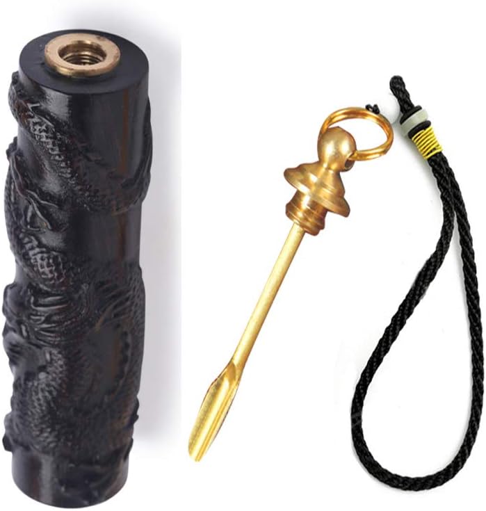 Eatop Direct Snuff Bottle with Spoon Vial Container Wood Pendant Necklace and Mini Funnel (Black)