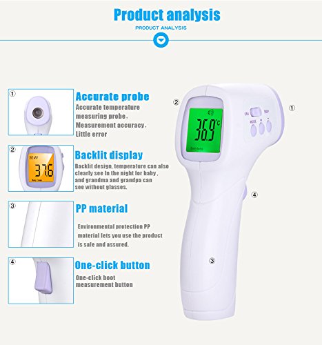Digital Forehead Thermometer, HANGRUI Non Contact Accurate Dual Mode Infrared Thermometer for Baby Children and Adults